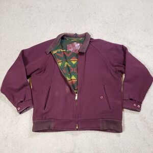 VTG‎ Woolrich Bomber Jacket Men Large Red Wool Aztec Blanket Lined Zip Coat